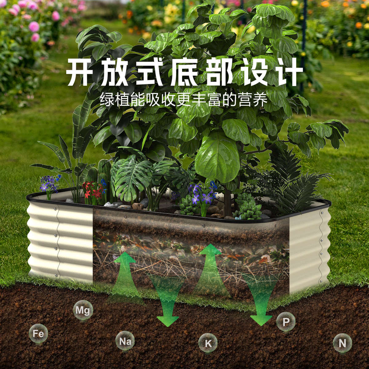 镀锌板种菜箱花园种植床园林花园露营金属菜床种菜床种植箱菜地