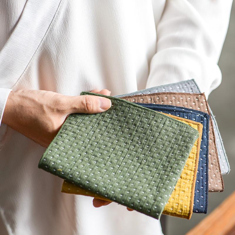 禾风 中式棉麻吸水茶巾 简约茶室茶垫天星刺绣壶巾吸水布茶具北秦