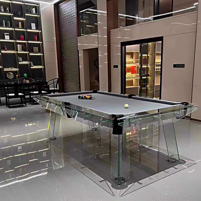 水晶台球桌商用家用钢化玻璃桌球台美式黑八亚克力球桌九球标准型