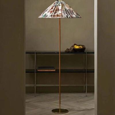 中国帽斗笠中古餐厅卧室客厅书房装饰落地灯法式南阳复古帆布藤编