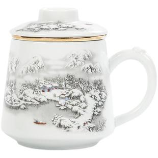 大容量家用办公室泡茶杯茶水分离陶瓷带过滤盖子喝茶飘逸杯子定制