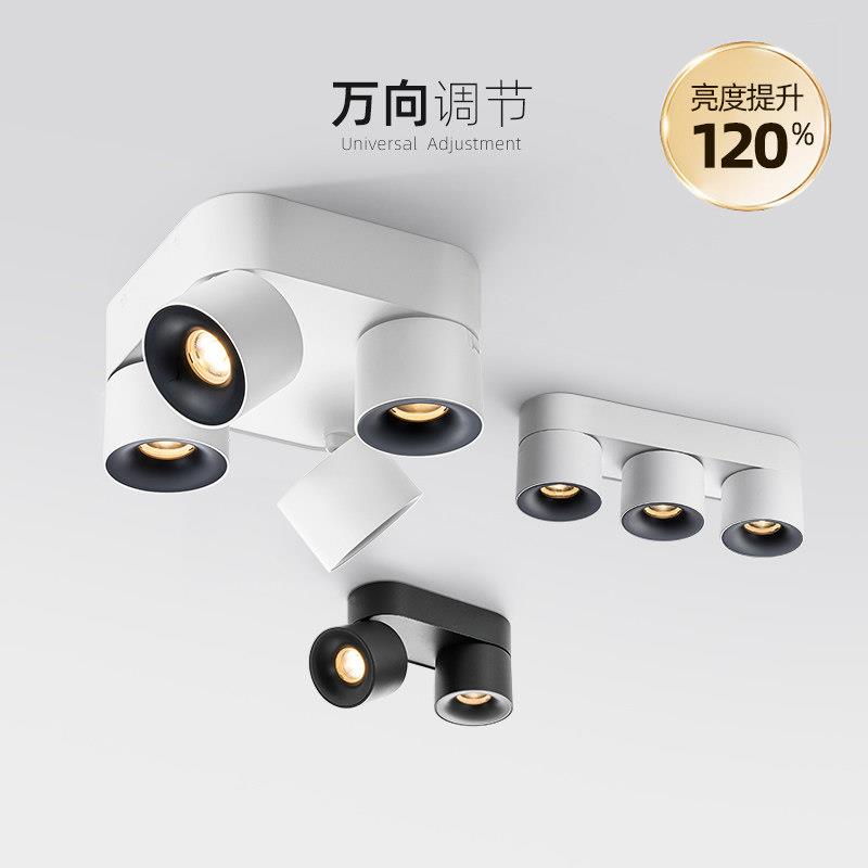 明装防眩斗胆灯双头三四头可调角度折叠高亮度吸顶家用客厅筒射灯