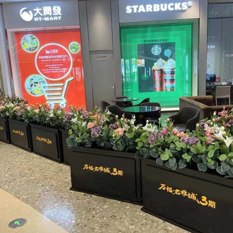 户外花箱外摆商业街售楼部广场隔断长方形花盆花架花池厂一件批发