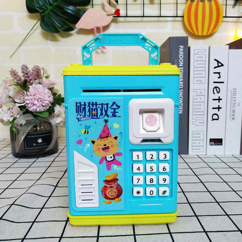 创意大号atm儿童指纹卷币存钱罐 卡通密码自动取款手提智能储蓄罐