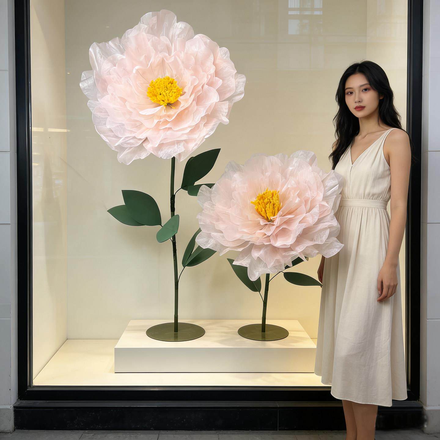 芍药花仿真花大型网红花户外丝网花艺美陈橱窗装饰假花艺婚礼摆件