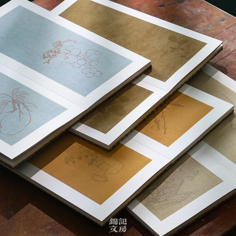锦记大徽堂宣纸卡纸册页本空白书法作品纸半生半熟复古做旧宣纸国