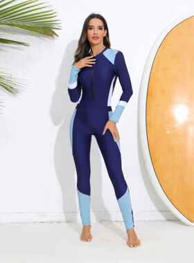 One-piece swimsuit zipper sports surfing suit women's sun
