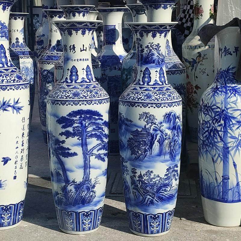 陶瓷大花瓶釉下彩青花瓷花鸟山水富贵平安落地花瓶开业礼品摆件,家居饰品,花瓶,淘宝优惠券,粉丝福利购,淘宝优惠卷