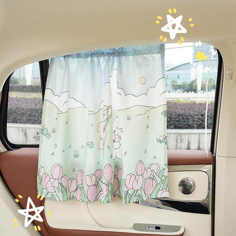 汽车遮阳遮帘卡通印花车载防晒隔可热阳遮光帘创意吸盘式爱儿102