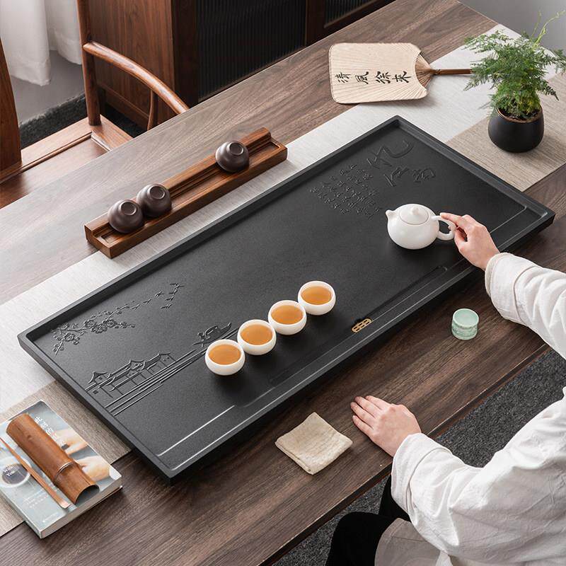 乌金石整块茶盘简约排水茶托盘商用功夫茶盘家用办公室使用