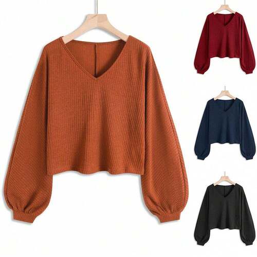 Womens Casual Loose V Neck Short Sleeve Top Ladies