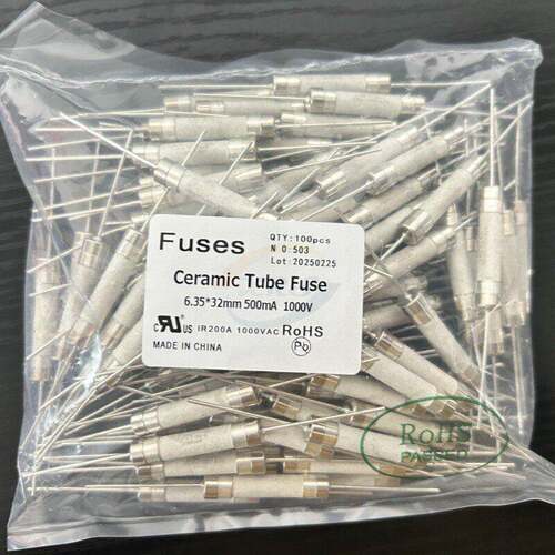 10A/15A/20A/25A/30A 500V 6*32mm陶瓷 新能源充电桩高压保险丝管