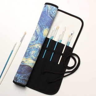 布艺帆布水粉笔收纳袋油画笔笔帘毛笔卷帘便携笔袋素描收纳包