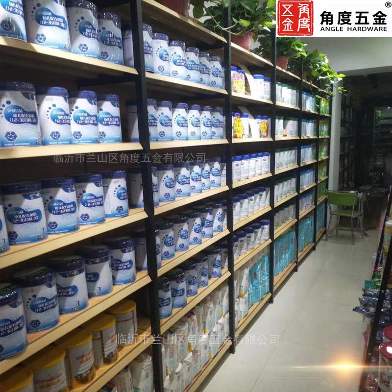 超市货架单双母面木纹色婴文具便利奶粉四灯店箱底柜/柱金属展示