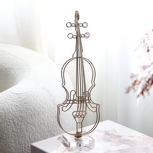现代轻奢摆件样板间音乐主题创意艺术金属线条小提琴乐器装 饰摆设