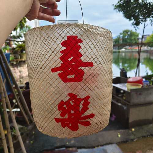 传统竹丝油纸（东阳行灯）古风手绘竹编灯笼发光
