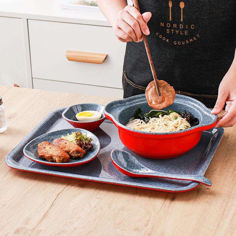 若炫密胺餐具双色仿瓷煲仔饭碗馄饨碗汤粉碗饭店一人食套餐餐具等