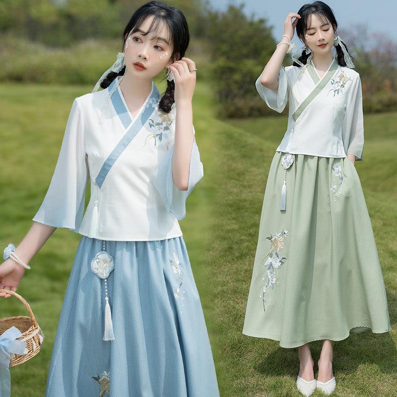 改良式女唐装 日常穿著中式连衣裙 茶艺表演服设计款 中国风汉服