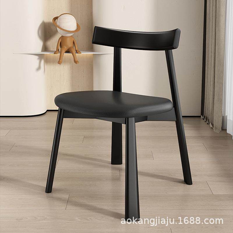 北欧餐桌椅子实木餐椅家用意式极简餐厅餐桌椅软包靠背凳子船桨椅