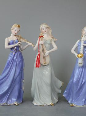 品欧陶瓷音乐西女人物艺术品创意客AHV式厅酒柜卧室装饰洋家居摆