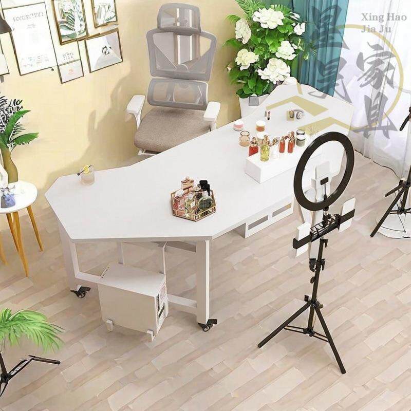 直播桌子主播专用办公桌直播电脑桌子移动工作台直播桌椅套装