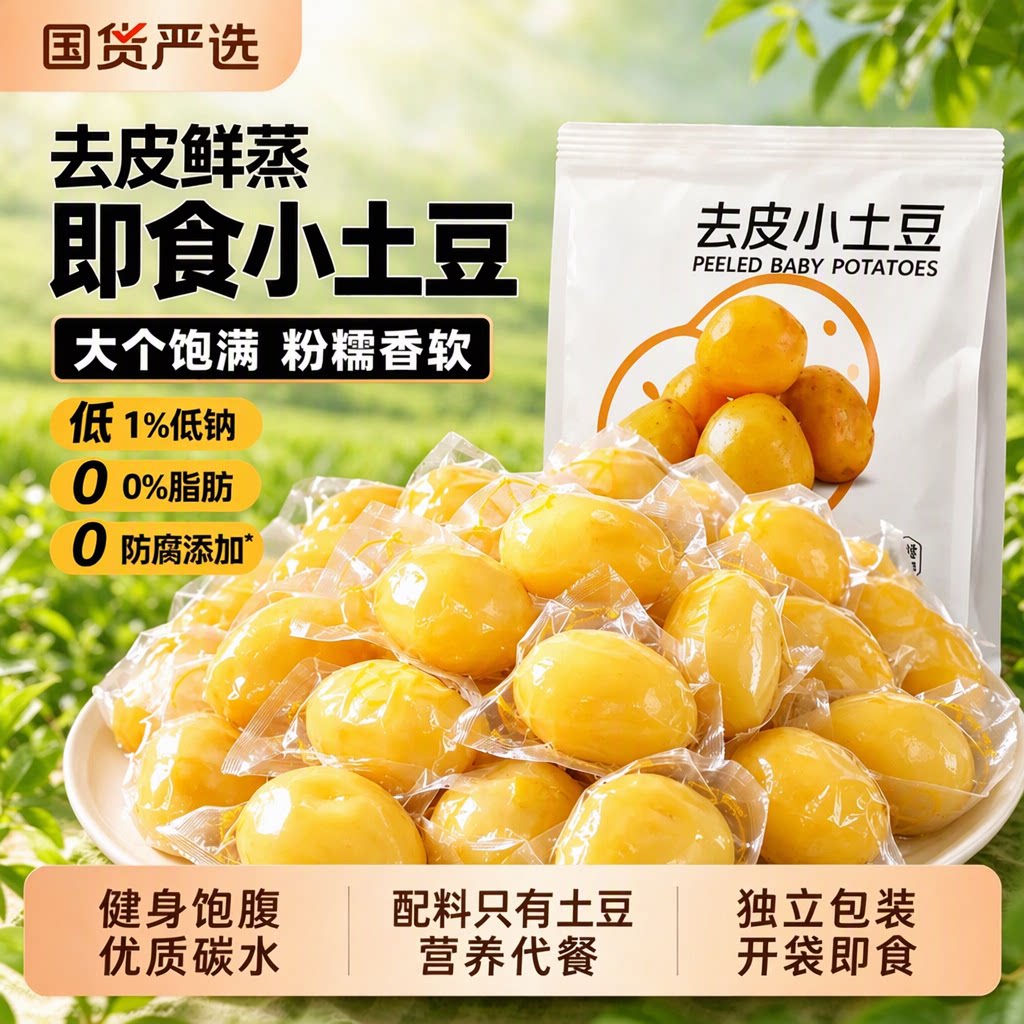 国货严选即食去皮小土豆鲜蒸粗粮0脂优质碳水健身代餐早餐轻食