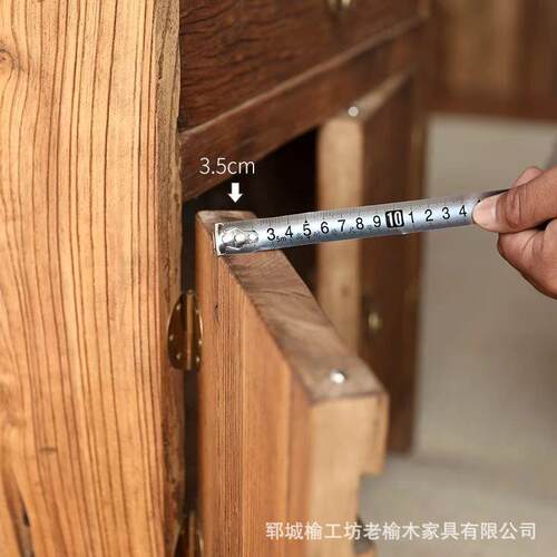 新中式老榆木茶桌客厅沙发边几储物柜小型矮柜民宿茶室茶水柜子
