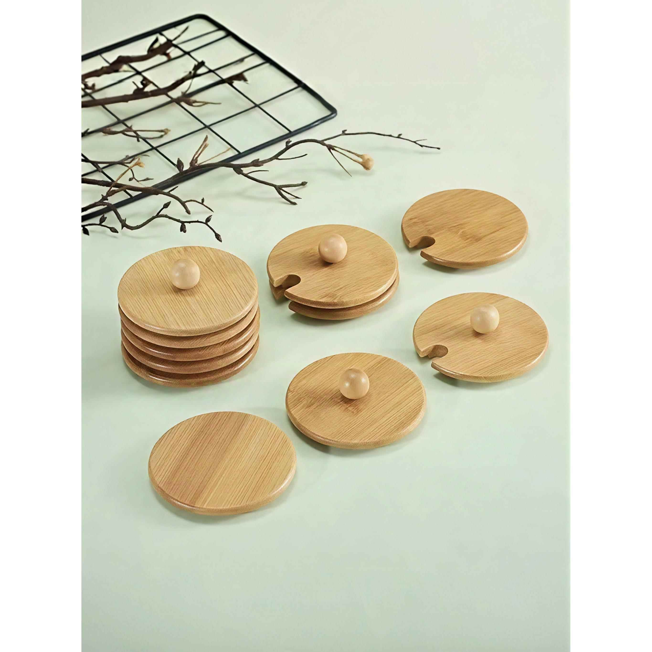 圆形早餐杯马克杯陶瓷杯玻璃杯竹木杯盖单卖防尘水杯盖子配件通用