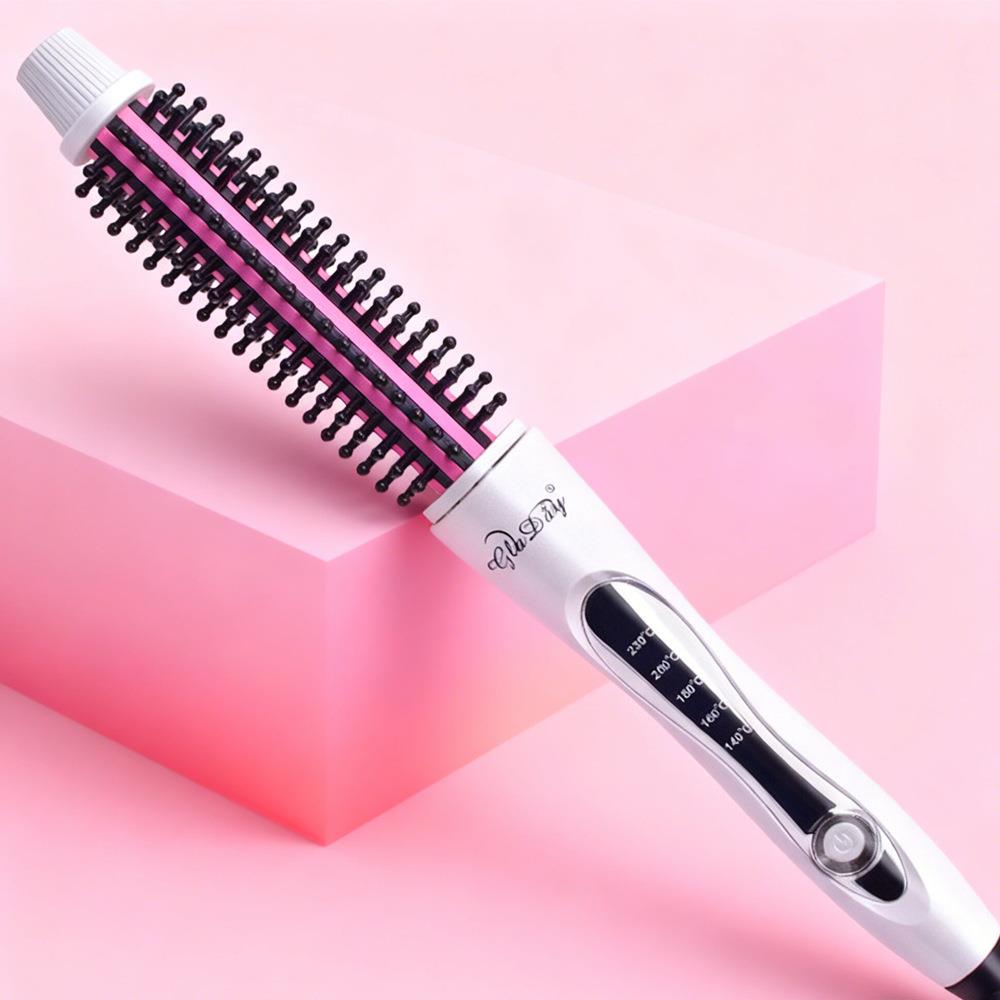 跨境多功能防烫卷发棒卷直两用负离子直发梳梨花头内扣蓬松卷发器