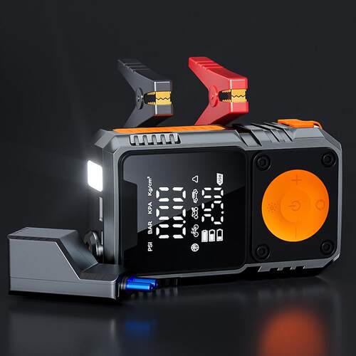 车载充气泵智能数显无线轮胎打气泵汽车电瓶亏电应急启动一体机