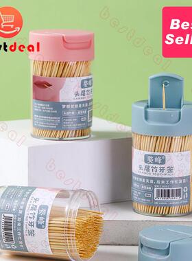 5 pcs Bamboo Toothpicks 3000 Count Reusable Toothpick Holder
