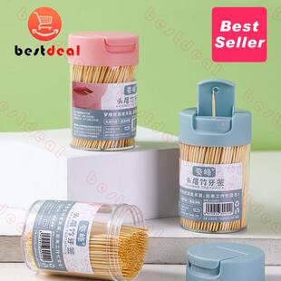 5 pcs Bamboo Toothpicks 3000 Count Reusable Toothpick Holder