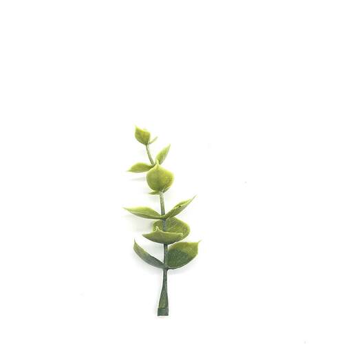 8cm6层毛料金钱叶白霜小尤加利叶假草坪造景装饰仿真植物塑料水草