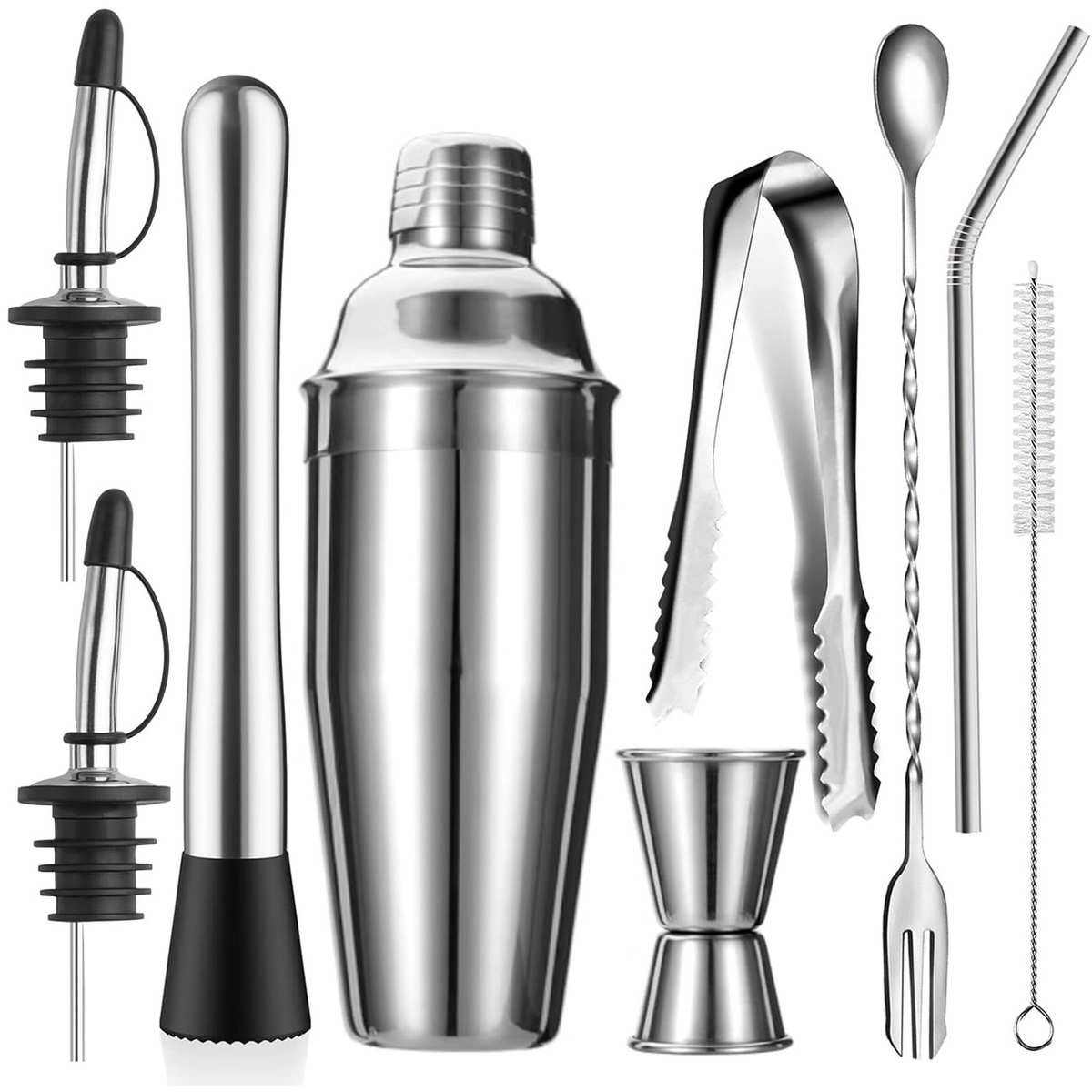 厂家直销 9件套装不锈钢摇酒壶调酒 KTV奶茶店鸡尾酒酒吧调酒工具