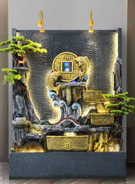 水幕墙流水墙隔断酒店大堂客厅户外别墅庭院假山喷泉景观鱼缸摆件
