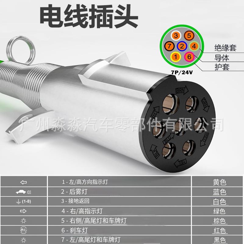 跨境热销12FT 三合一拖车空气管套件15英寸挂车软管组件ABS电源线