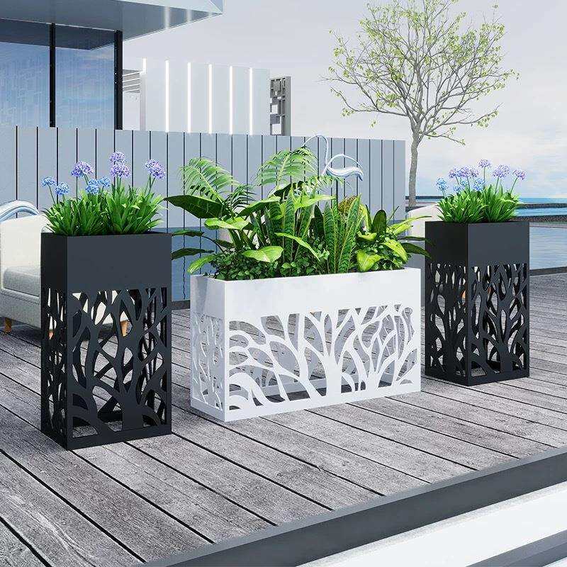 户外市政不锈钢花箱镂空灯光太阳能花池售楼部商业街成品花槽组合