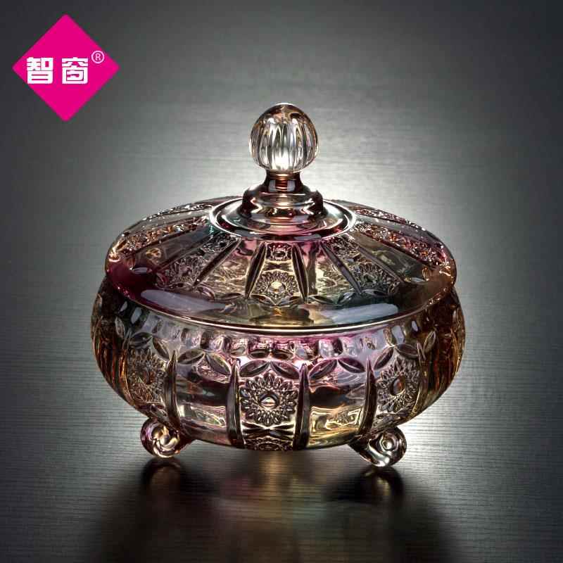 正品果欧式糖果罐带盖玻璃果盘家用糖水盒客厅茶创意供盘摆件果盘