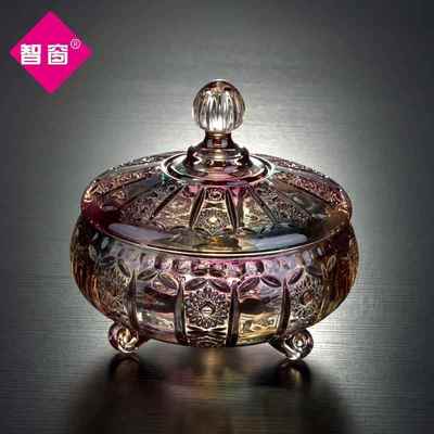 正品果欧式糖果罐带盖玻璃果盘家用糖水盒客厅茶创意供盘摆件果盘