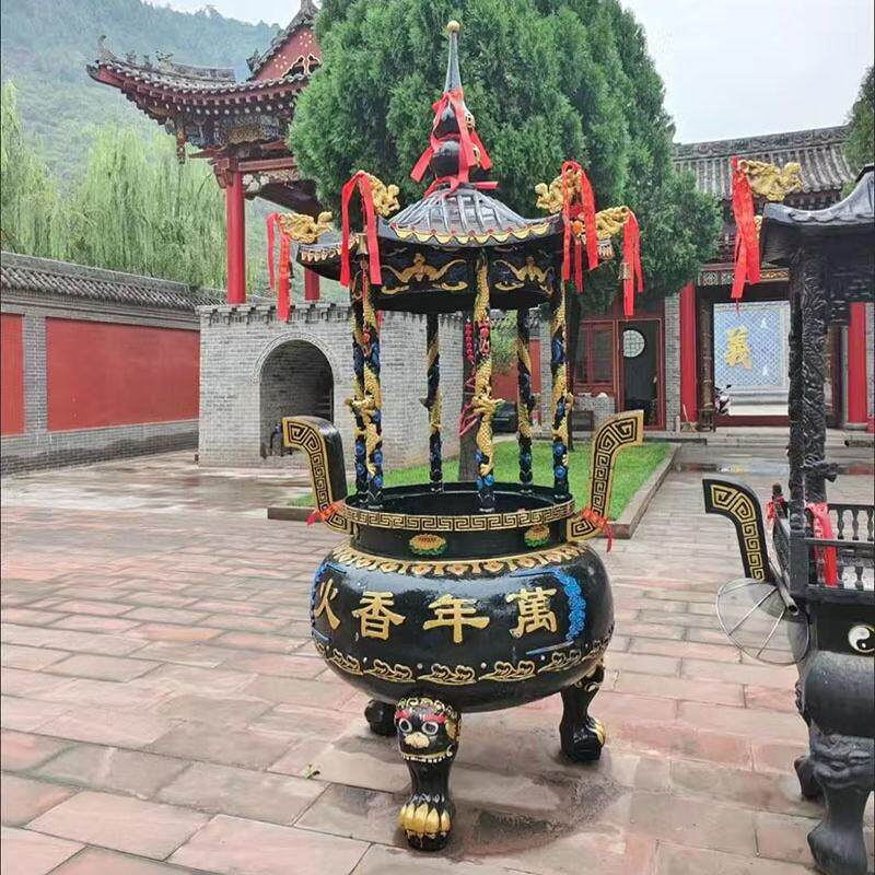 寺庙铸铁烧香炉室外佛堂圆形插香烧纸六龙柱户外大号特大号寺院