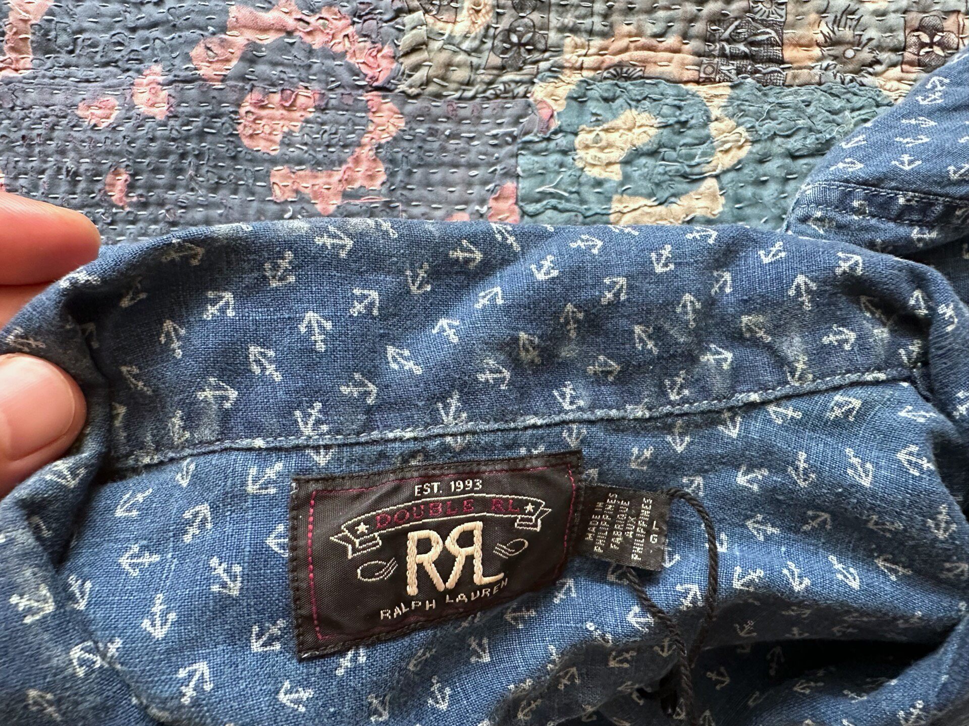 RRL Indigo Anchor Short-Sleeve Shirt — back