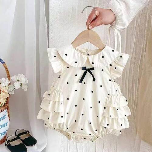 Toddler Baby Girl Bubble Romper | Polka Dot Flutter Sleeve