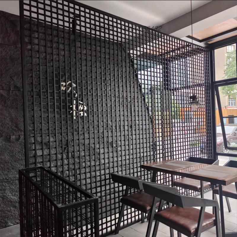 MZO简约铁屏艺百叶格栅隔断子墙办公室卧展厅酒店镂空隔栅客厅室