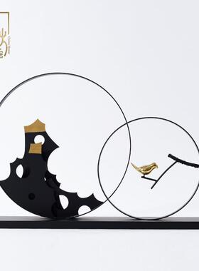 新中式创意金属铁艺工艺品摆设样板间书房办公室摆件软装饰品