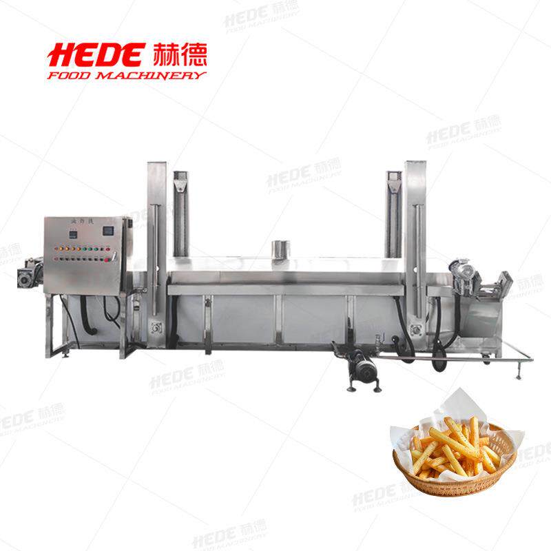 全自动薯条油炸流水线 肉饼成型油炸流水线 鸡翅裹粉油炸机