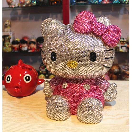 正品嵌创意大储蓄罐与钻石，手镶钻，石，t猫储蓄罐，不怕掉搪K瓷