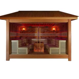 3x4m室外花园室外装 带蒸汽房和 饰铁花园凉亭木制室外房屋桑拿房