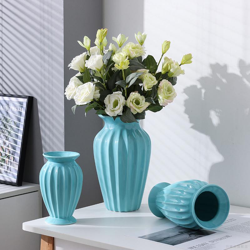 欧式轻奢北欧创意花瓶摆件陶瓷客厅插花美式ins风餐桌玫瑰花