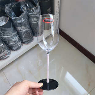 粉杆红酒杯黑领结波尔多杯高脚杯雷司令彩杆黑底勃垦第蒙哈榭杯