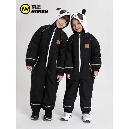 南恩nandn儿童滑雪服套装连体滑雪服保暖防水男女童滑雪装备雪乡